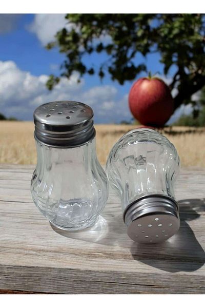 ÇEÇEN HOME Salt Shaker with Metal Lid - Spice Rack, 7 cm Height, 3 cm Width (2 pieces)