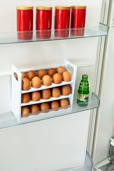 Mutfak Köşesi Katkat Yumurtalık, Yumurta Organizeri Buzdolabı Yumurtalık Düzenleyici 30'lu 3 Katlı Raf Yumurtalık