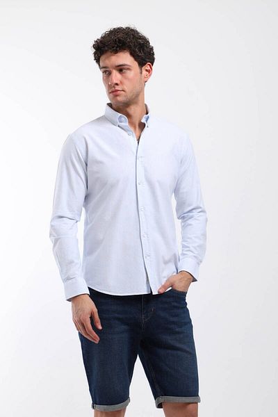 Keep Out Men's Thin Striped Shirt Blue