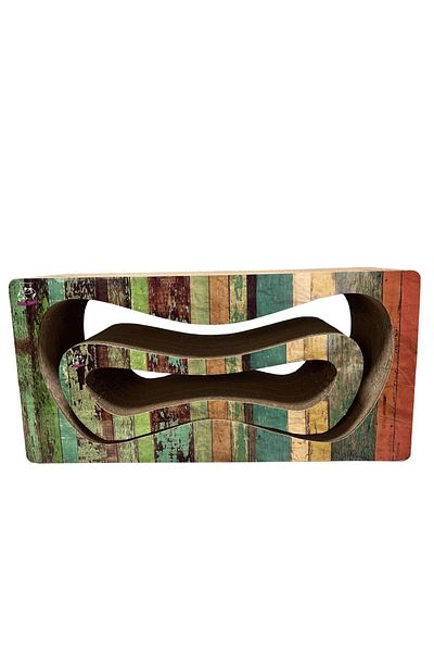 Lazy Paws Mega Set of 2 - Cat Scratching Sofa – Cardboard Scratching – Horizontal Scratching - Colorful Stick Pattern