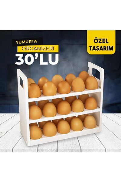Mutfak Köşesi صندوق حاوية بيض مكون من 30 رفًا - منظم بيض للثلاجة مكون من 3 طبقات