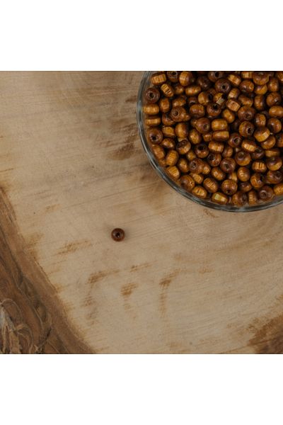 Prestij Boncuk Mărgele din lemn de culoare maro lăcuit de 6 mm - 1 Kg brodate