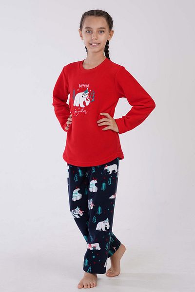 VİENETTA 9-10/15-16 Girl's Fleece Long Sleeve Pajama Set - 305009