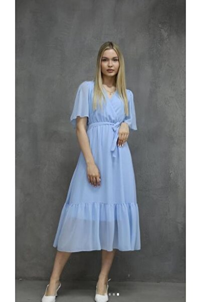 Butik Eylül ,Kısa Kol Şifon Abiye Elbise