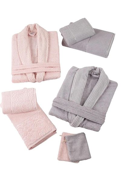 Zeynep Tekstil Nurpak Sevgi - 8 Piece Family Bathrobe Set Boxed