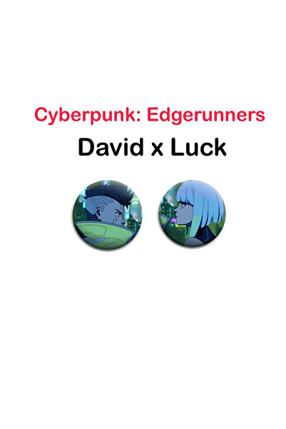 Nemika Cyberpunk: Edgerunners David x Luck 2 adet 44mm buton rozet