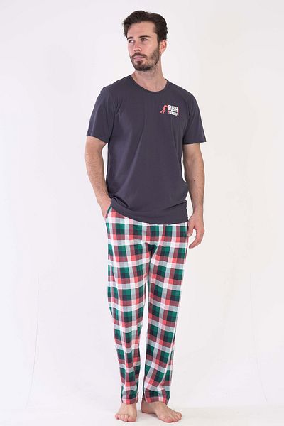 VİENETTA Men's Short Sleeve Cotton Pajama Set - 305041