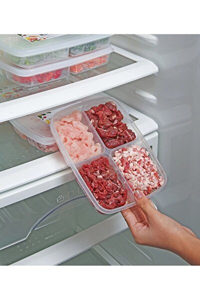 safestore 12 Pieces of Frozen Mini Food Storage Container - 4 Compartments Meat and Vegetable Organizer