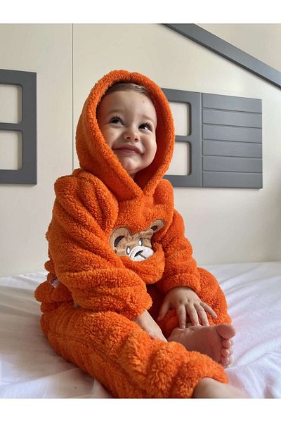 Minizade Winter Plush Welsoft Pocket Hooded Baby Set