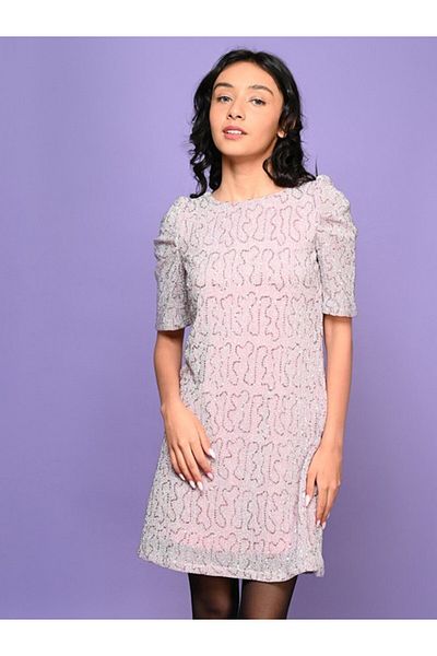 LilPicks By Styli Sequined Puff Sleeves Party Dress