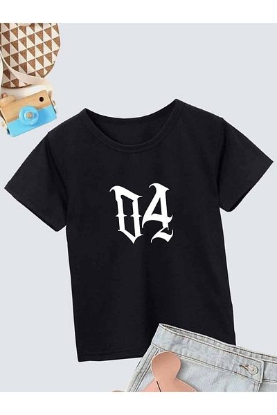 VASK Unisex Comfortable Cotton Printed Black Children's T-shirt