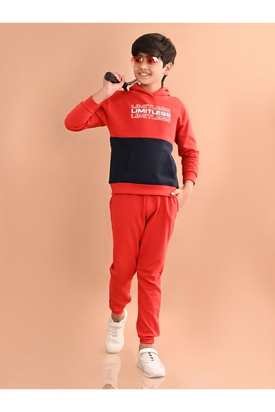 LilPicks By Styli Color Block Printed Hoodie & Joggers Set