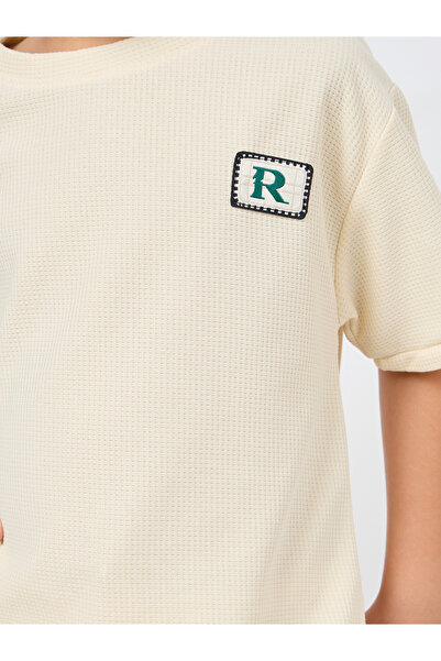 Styli Patch Detail Waffle Loose T-Shirt & Short Set