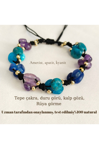 kuartz 6. Chakra Toughness Feel - Natural Stone Certified Bracelet Is Designe...