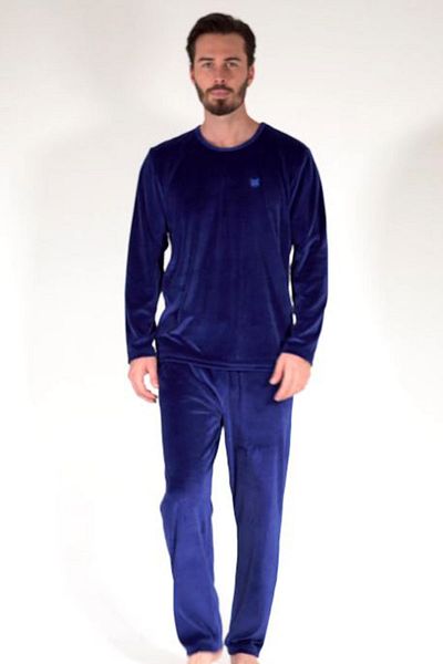 VİENETTA Men's Velvet Long Sleeve Pajama Set - 306003