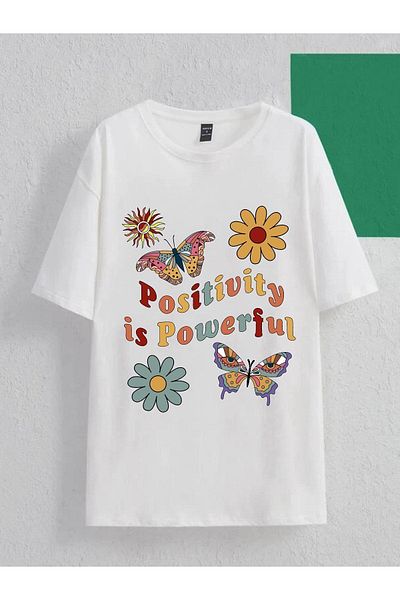 VASK Unisex POSITIVITY Μπλουζάκι με στάμπα Oversize