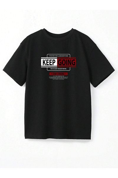 VASK Unisex KEEP GOING Μπλουζάκι με στάμπα Oversize