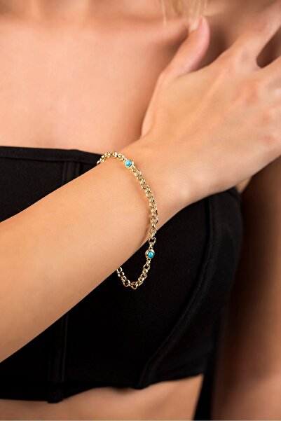 Altınaşkı Firuze Boncuklu Altın Bileklık