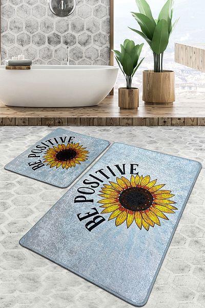 Chilai Home Be Positive - 2 Piès Bathroom Rug Djtbathroom Set
