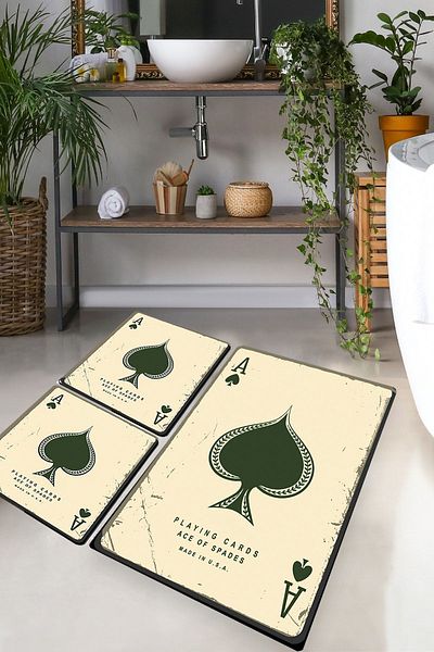 Chilai Home Set of 3 Playing Cards - Bath Rug and Mat
