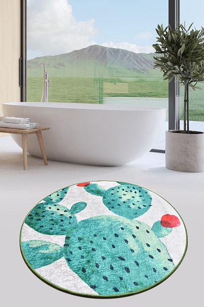 Chilai Home Χαλί μπάνιου Green Djt 100 cm - Πλενόμενη και αντιολισθητική βάση