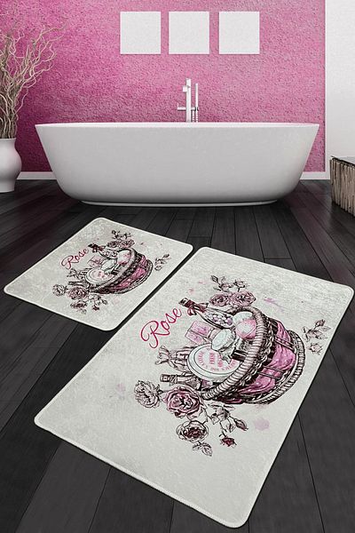 Chilai Home Rose Basket Bath Mat 2-Piece Djtbanyo Set