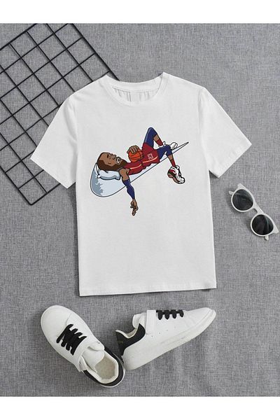 VASK Tricou alb pentru copii, unisex, confortabil, din bumbac, imprimat