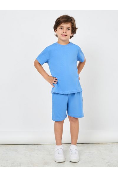 Styli Solid Round Neck T-Shirt & Shorts Set
