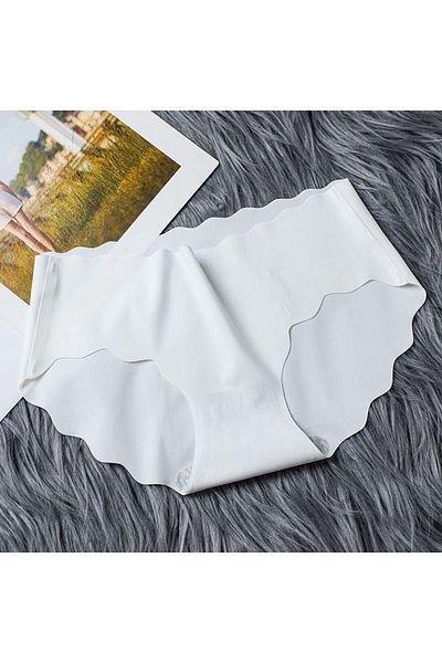 SWEETKORSE Ultra Thin Ice Silk Panties - Micro Transparent Elastic, Laser Cut, Non-Marking Corset, White