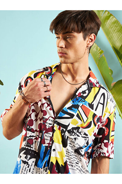 Mascln Sassafras By Styli Conversational Print Relaxed Fit Shirt & Shorts Co-Ords