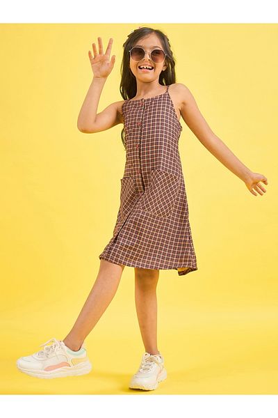 Stylo Bug By Styli Check Print Strappy Casual Dress