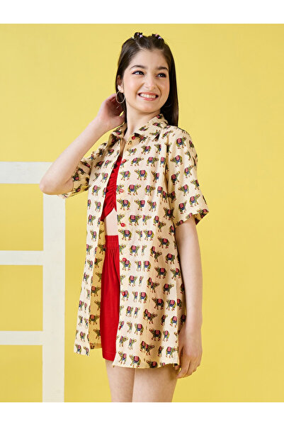 Stylo Bug By Styli Pack of 3- Animal Print Shirt, Crop Top & Plain Short