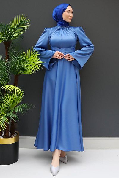 GİZ AGİYİM Nazlı Hijab Dress Blue