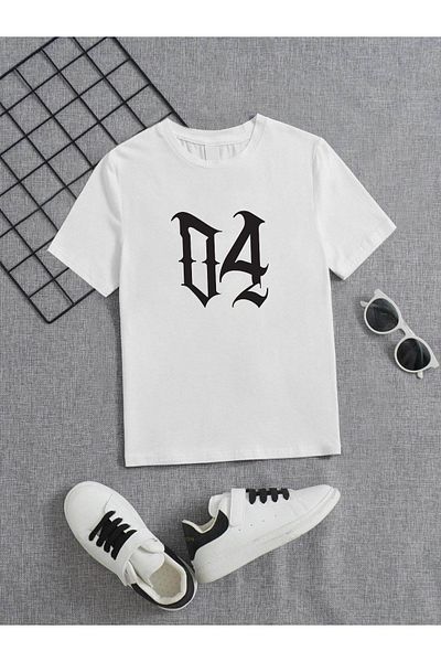 VASK Unisex Άνετο Παιδικό μπλουζάκι από βαμβακερό εμπριμέ λευκό