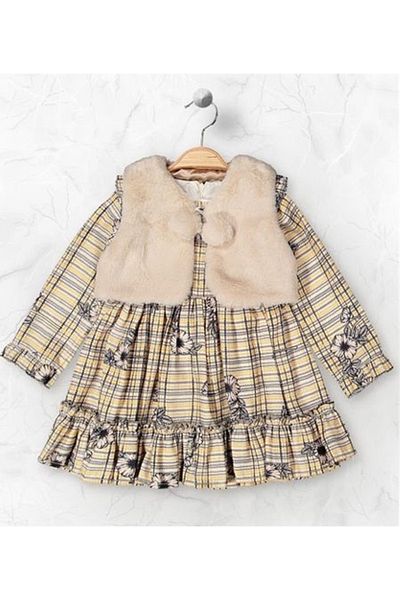 Elayza 2-3-4-5 YEARS OLD PLAID FLOWER PRINTED BOLEROL DRESS