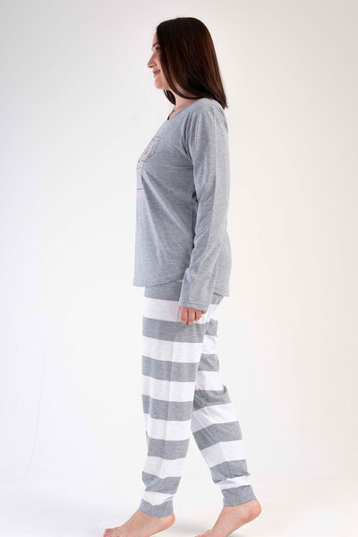 VİENETTA Long Sleeve Pocket Large Size Women's Pajamas Set - 303154