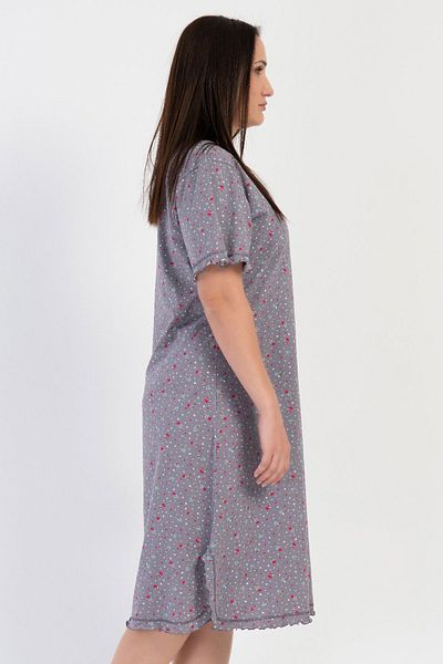 VİENETTA Cotton Women's Plus Size V-Neck Short Sleeve Nightdress 
 , 311096