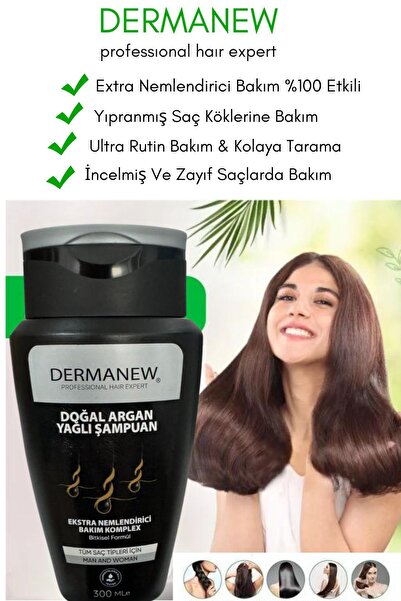 dermanew hair Argan Yağlı Şampuan - Işlem Görmüş Zayıf Ve Yağlı Saçlar Için