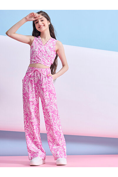 Stylo Bug By Styli V Neck Printed Wrap Top & Pants Set