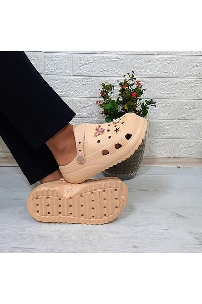 Sonimix 12901 Model Beige Stone Thick Soled Slippers