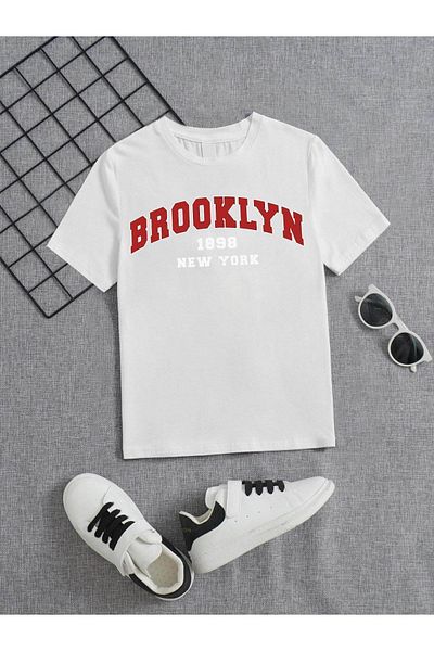 VASK Unisex Comfortable Cotton Printed White Children's T-shirt