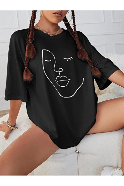 VASK Унісекс SOYUT KADIN з принтом Oversize Tshırt