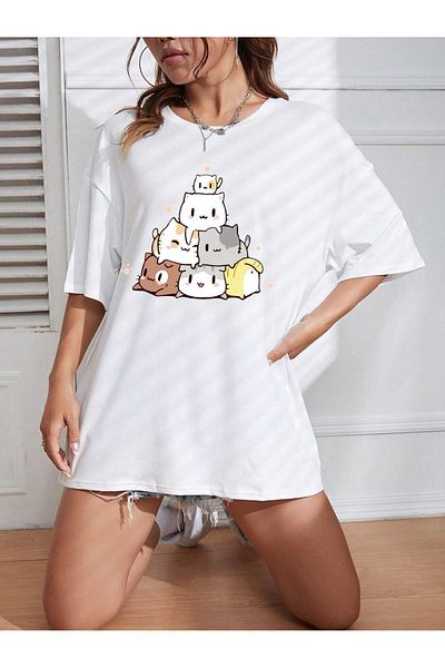 VASK Unisex Tiny Cats με στάμπα μπλουζάκι μεγάλου μεγέθους