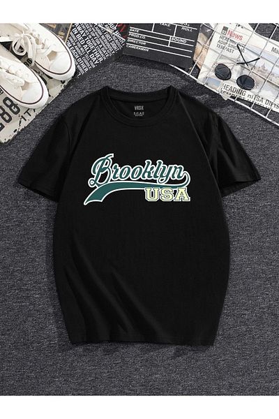 VASK Υπερμεγέθη Unisex Brooklyn βαμβακερό μπλουζάκι με λαιμόκοψη