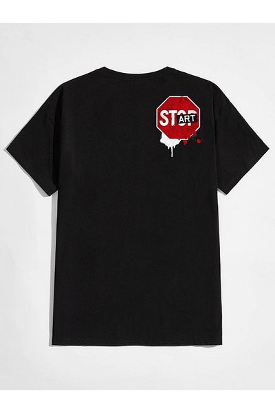 VASK Unisex STOP εμπριμέ μπλουζάκι μεγάλου μεγέθους