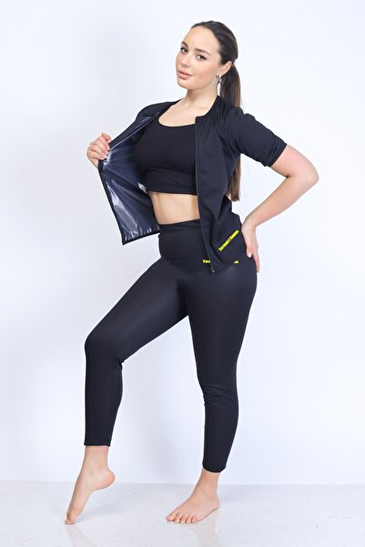 Sweet Sauna Set de top și colanți cu fermoar pentru costum termic pentru feme...