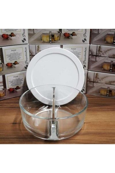 Paşabahçe 3 Pieces Polar 2 Compartment Polar Bowl with White Lid 530683