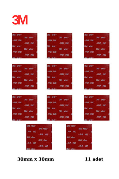 3M 30x30x1mm Yedek Güçlü Çift Taraflı Vhb Bant Die Cut Kesim (11 ADET)