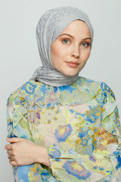 VALORSCARF Σάλι με ασημί γκρι λουλούδι