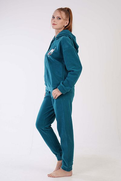 VİENETTA Γυναικείο Σετ Πιτζάμες Fleece - Ανοιχτός ώμος, Φερμουάρ, Μακρύ μανίκι